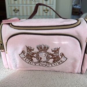 Juicy Couture Pink Cosmetic Case with Brown Accents